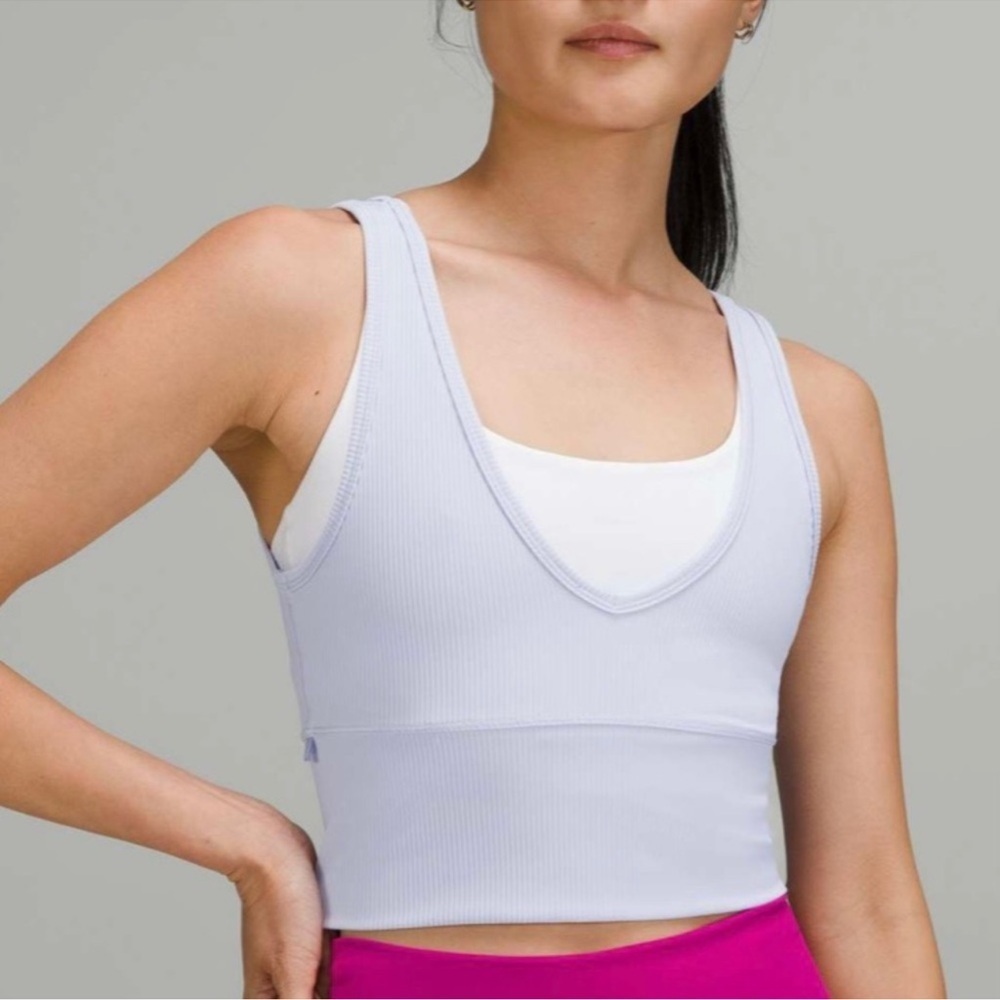 Lululemon Power Pivot Tank *rib in pastel blue Size:4
